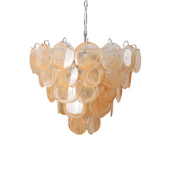 Elegant Gold Murano Iridescent Disc Chandelier 27.6"