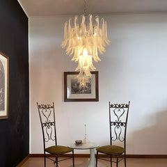 Vintage Transparent Murano Glass Petals Chandelier 26.6"