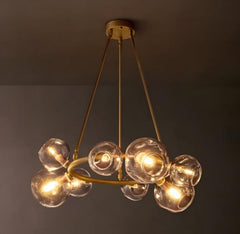 Bubble Clear Glass Round Chandelier 36"