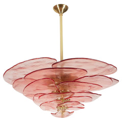 Textured Glass Leaf Amber/Clear/Pink Chandelier 21" 26" 32" 35"