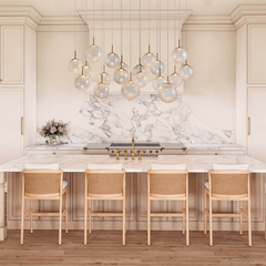 Casen Ablown Crackle Glass Globe Linear Chandelier 55" 65"D