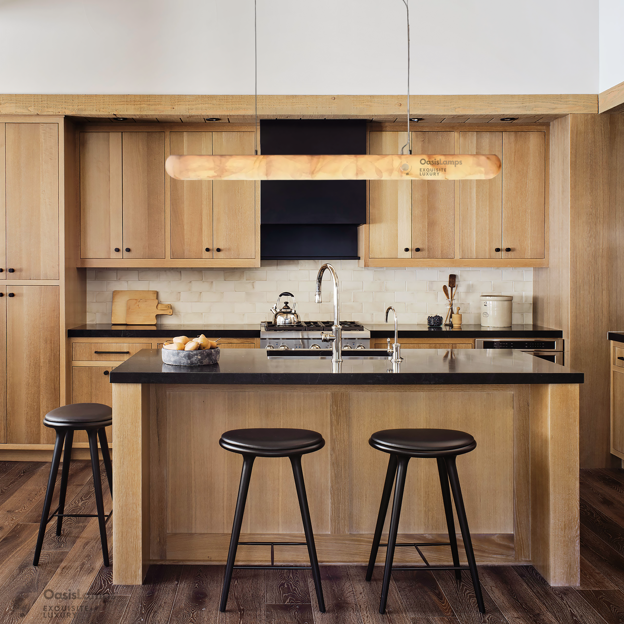 Alabaster Lisse Linear Chandelier 60" 80"L