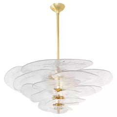 Textured Glass Leaf Amber/Clear/Pink Chandelier 21" 26" 32" 35"