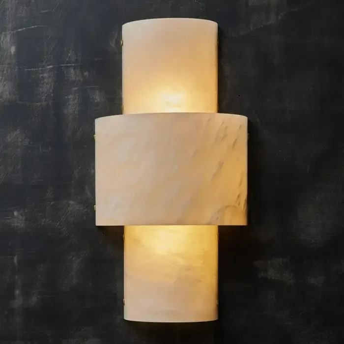 Half Cylinder Alabaster Wall Sconces