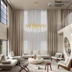 Lustre Branches Crystal Round Chandelier for All Rooms 30" 40"#Color_Brass,Size_D-40inch