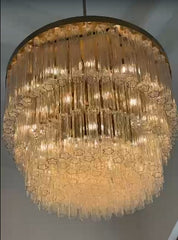 Ciel Glass Round Chandelier 3-Tired and Single tier 36" 48"