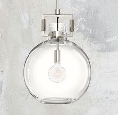 Machine Modern Machinist Glass Globe Shade Pendant Light 10'', 14'', 18''