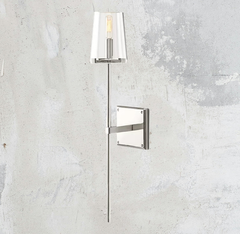 Raya Modern Torch Brass Clear Glass Wall Sconce For Bedroom, Living Room