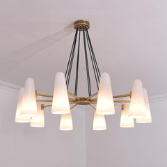 Gloria White Ceramics Round Chandelier 10 Lights