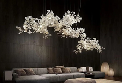 Vertical Modern Ceramic Ginkgo Tree Petal Chandelier 4 Size