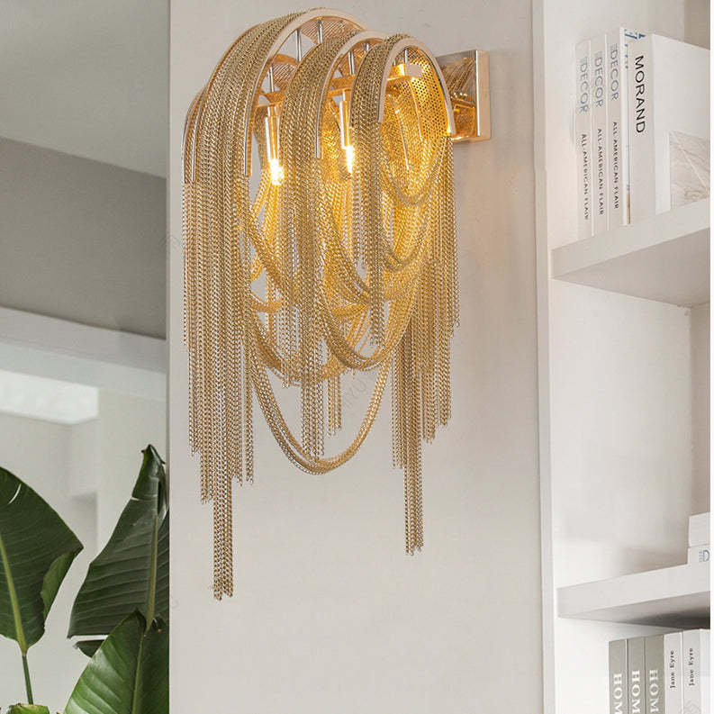 Modern Chain Tassel Wall Sconce 21.6"