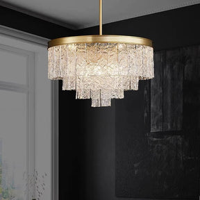 Flake Four-layer crystal brass chandelier D 27" 32"