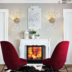 Frostleaf Crystal Gold/Silver Wall Sconce 10"H#Color_Brass