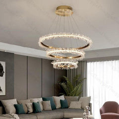 3-Ring Crystal Golden Chandelier