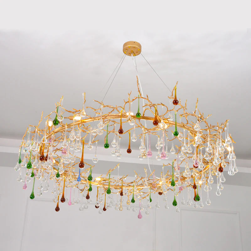 Colorful Crystal Raindrop Branch Chandelier