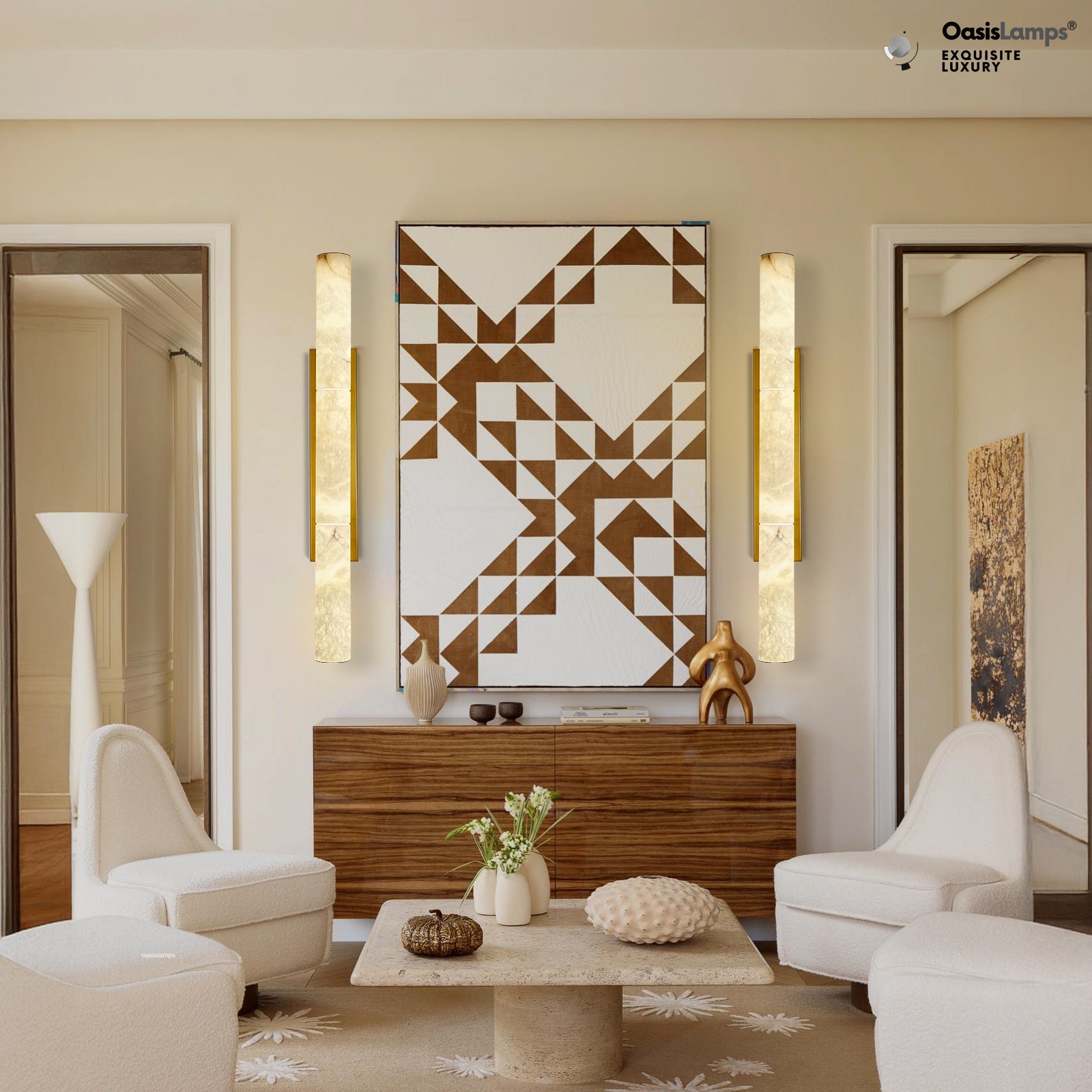 Sylvia Palladian Alabaster Wall Sconce 20" 36"H#size_36",finish_brass