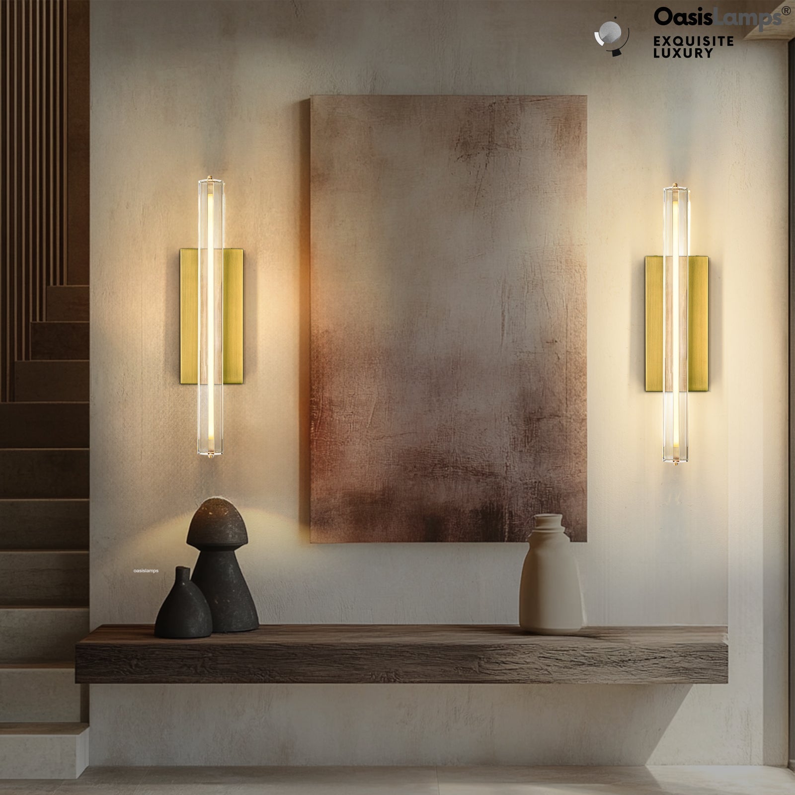 Clara Glow Crystal Wall Sconce 19"#color_brass,style_single crystal