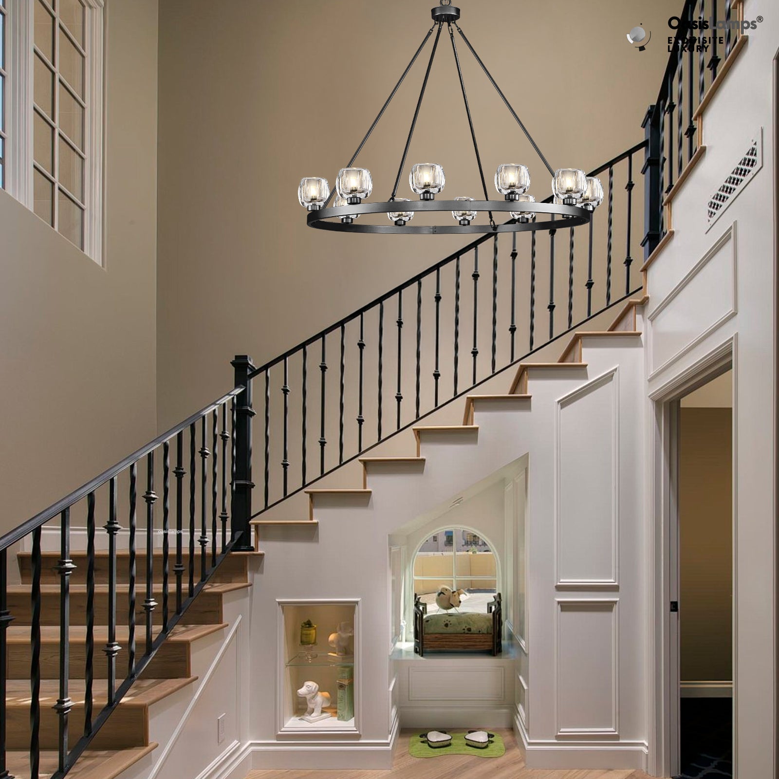 Vellum Round Chandelier 24" 36" 48" 59"D#size_48"-round,color_black