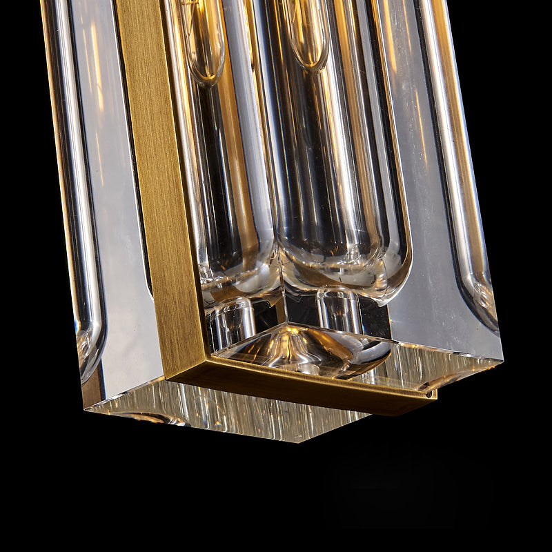 Golden Rectangular Crystal Pendant Lighting