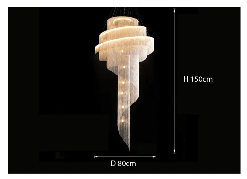 Alisa Luxury Aluminum Chain Tassel Ring Multilayer Chandelier 47'' 59'' 67''H