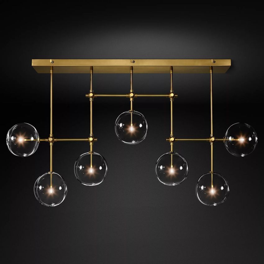 Globe Glass Modern Linear Chandelier  59"W