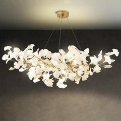 Twilight Branches Ceramic Petal Chandelier Gold Length 31" 39" 59" 78"#size_W39" X H17"