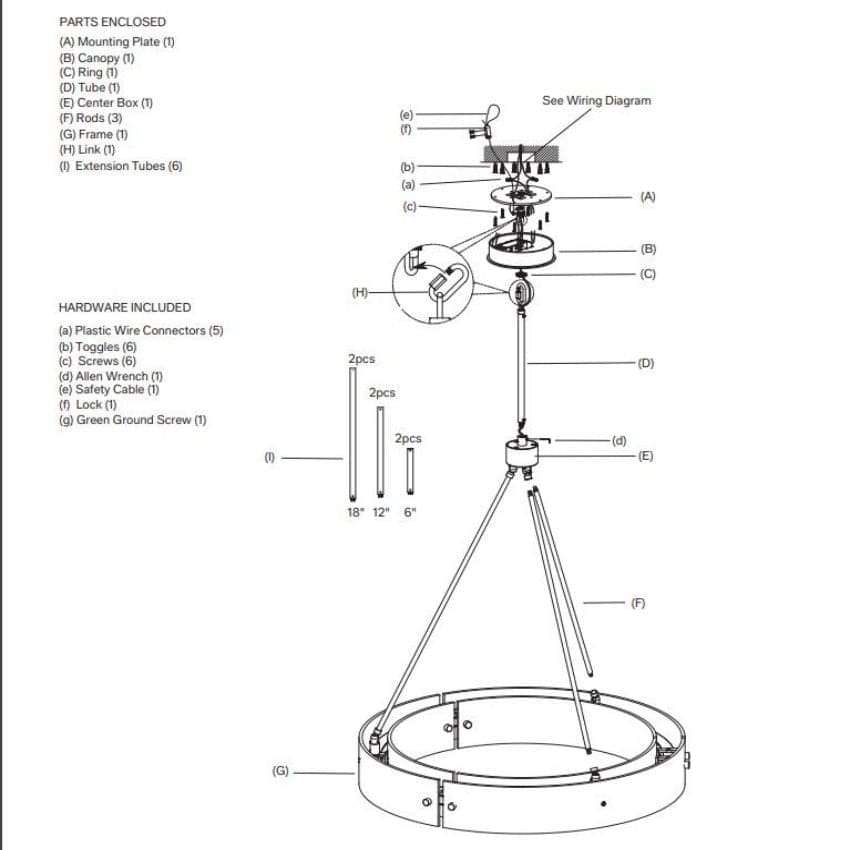 Vouvry Round Chandelier 36"