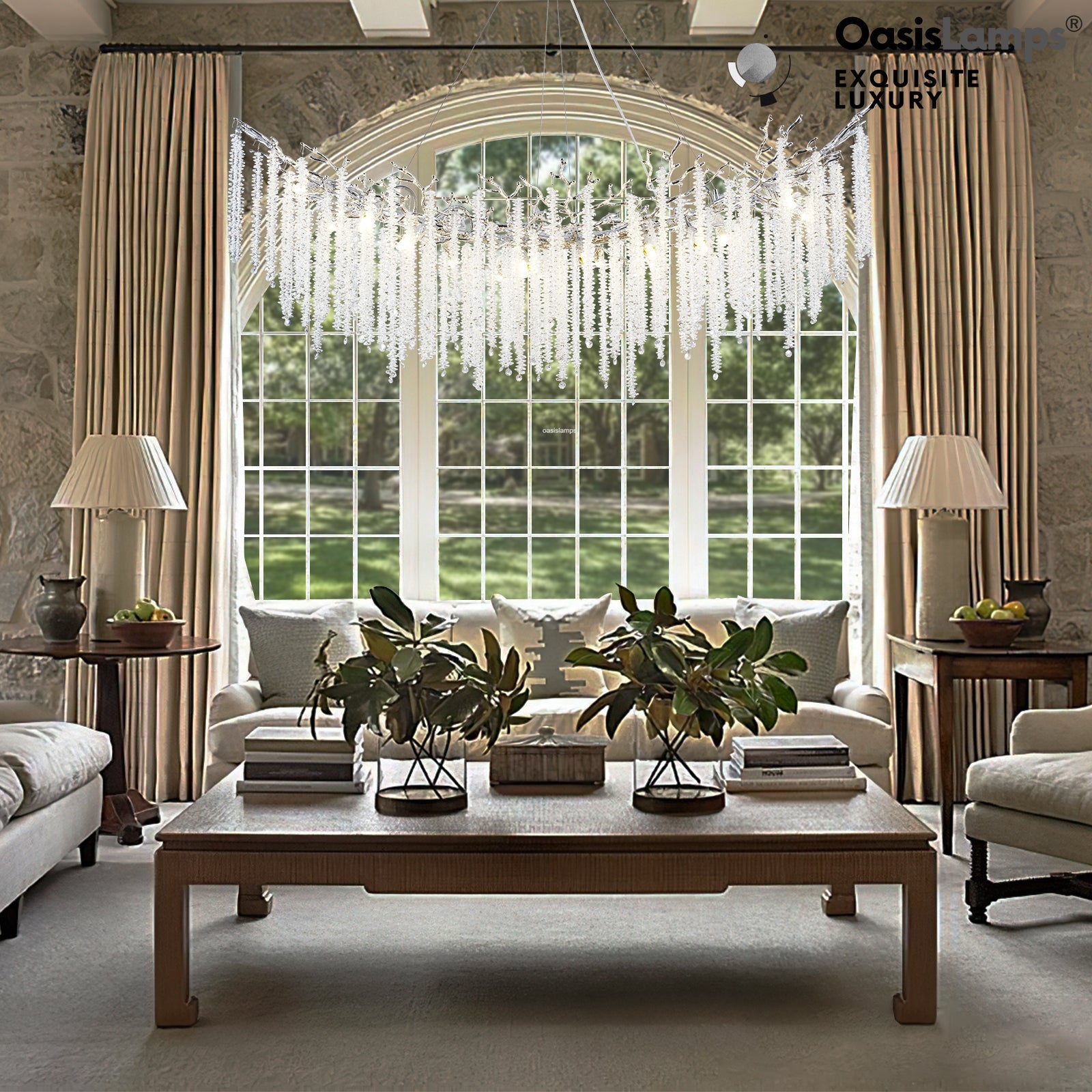 Snow Tree Branches Linear Chandelier 55''L#Color_silver