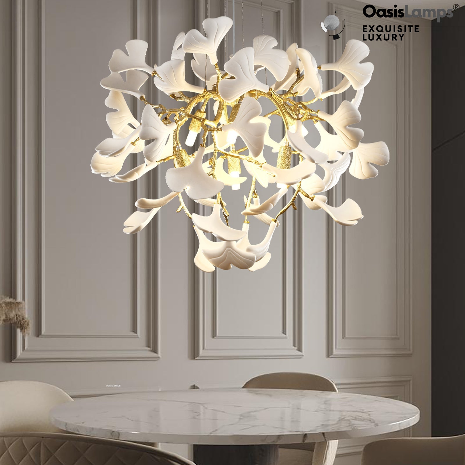 Twilight Branches Ceramic Glow Round Chandelier 23.6"D