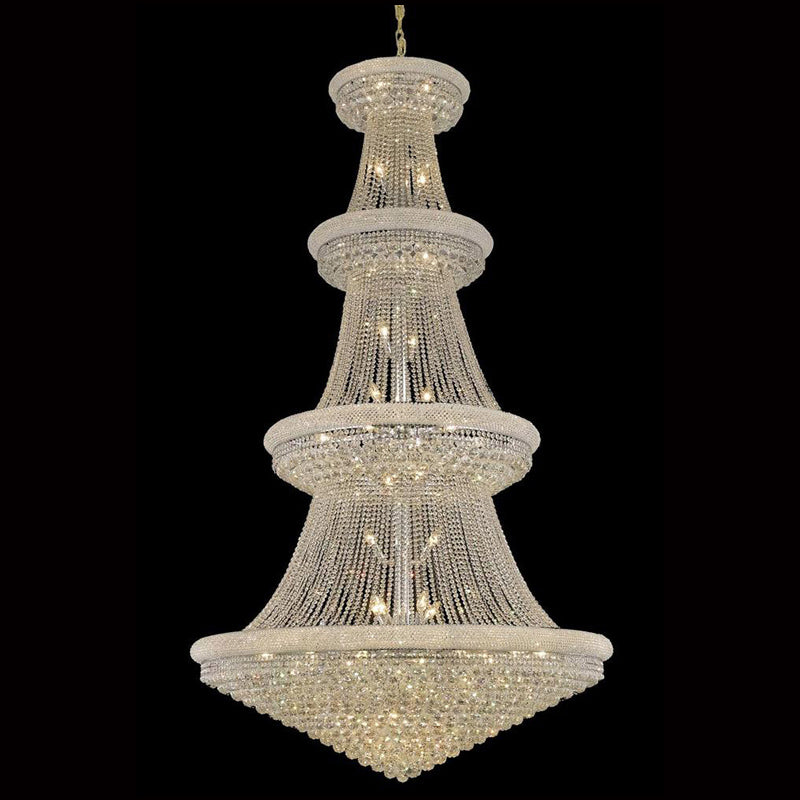 Traditional 54X96 Inch 48 Lights French Empire Chrome K9 Crystal Chandelier for High Ceilings