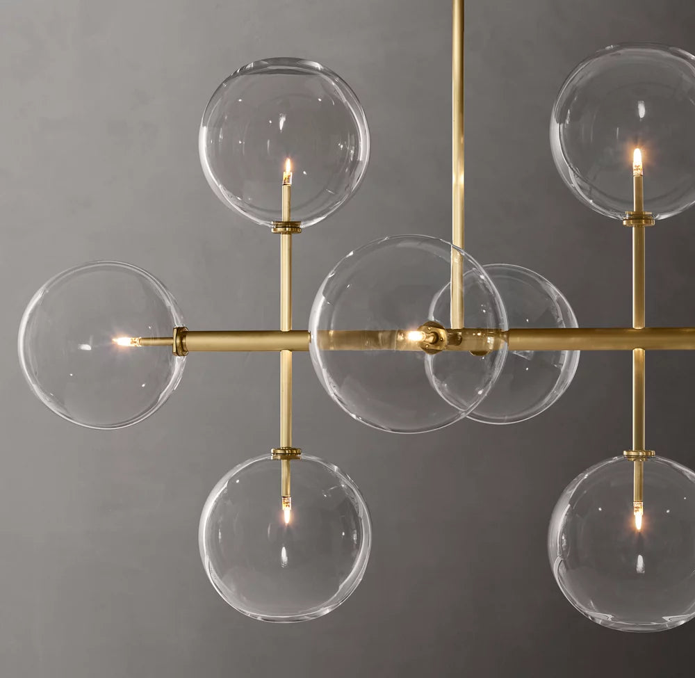 Glass Globe Mobile Linear Chandelier 58′′ 12-Lights