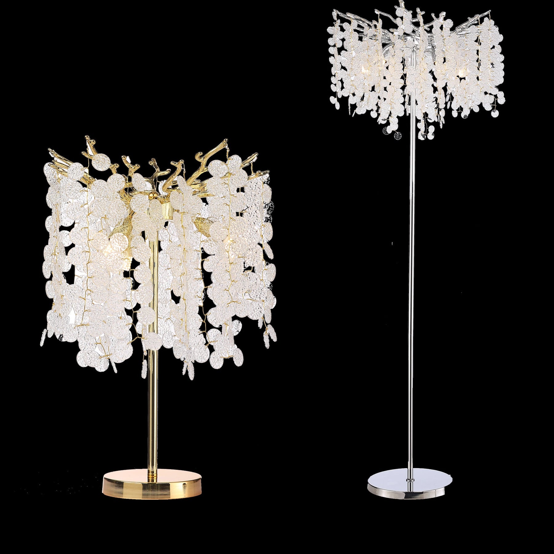 Fleur Clear Crystal Table Lamp For Bedroom, Gold Table Lamp