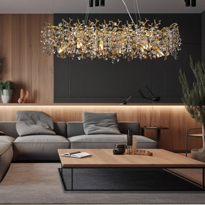 Circe Crystal Round Gold Branch Chandelier, Luxury Chandelier Living Room