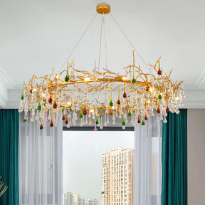 Colorful Crystal Raindrop Branch Chandelier