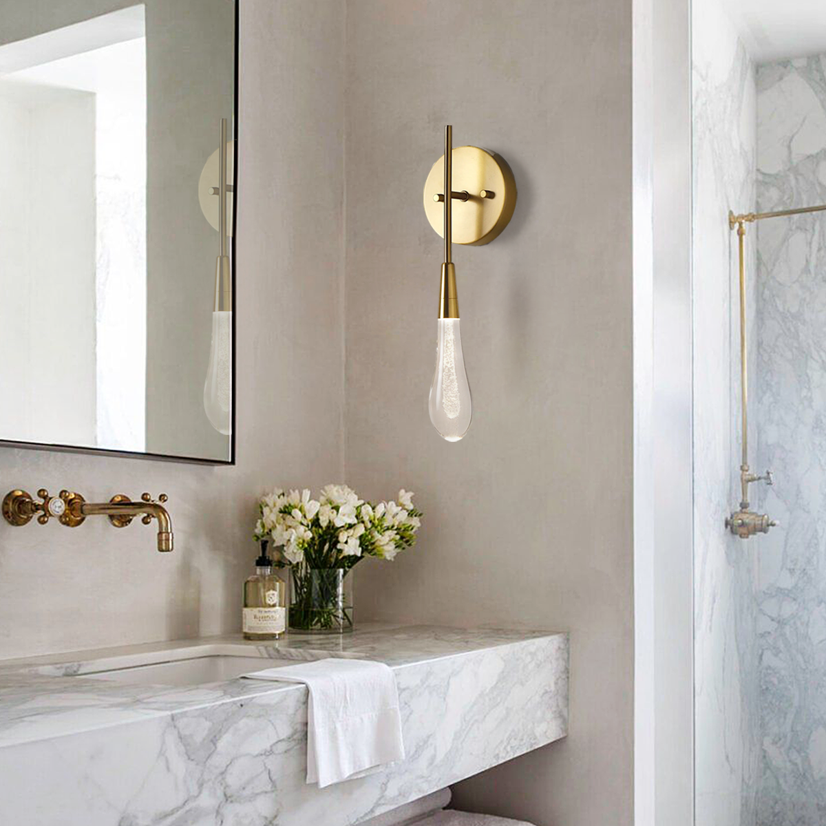 Elara Solitaires Crystal Wall Sconce 5"D#color_brass