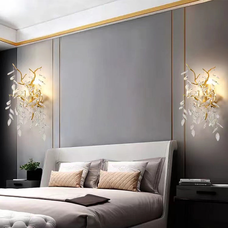 Salome Stylish  Clear Crystal Wall Sconce For Bedroom, Living Room