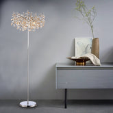 Circe Clear Crystal Floor Standing Lamp For Bedroom, Gold Floor Lamp