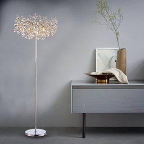 Circe Clear Crystal Floor Standing Lamp For Bedroom, Gold Floor Lamp