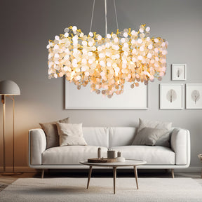 Salome Gold Blossom Crystal Oval Branch Chandelier For Living Room