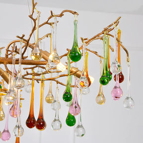 Colorful Crystal Linear Branch Chandelier