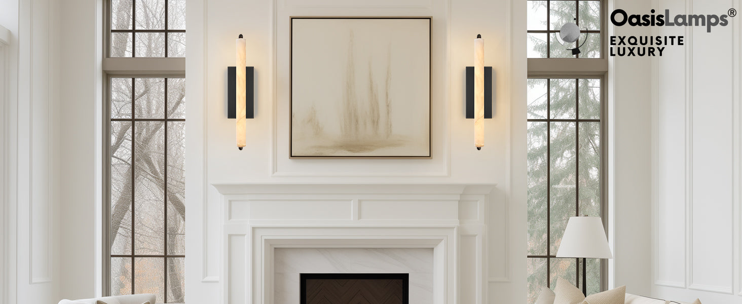 Clara Glow Alabaster Wall Sconce 19"#color_black,style_single