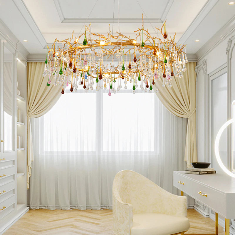 Colorful Crystal Raindrop Branch Chandelier