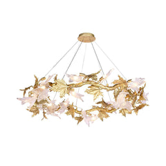 Flora Leaf Branch Brass Chandelier
