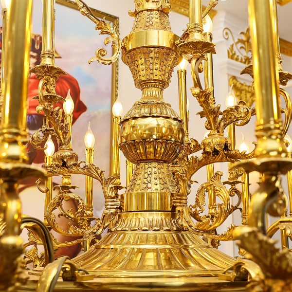 Traditional 69X89 Inch 57 Lights Oversized Baroque Style Antique Copper Chandelier