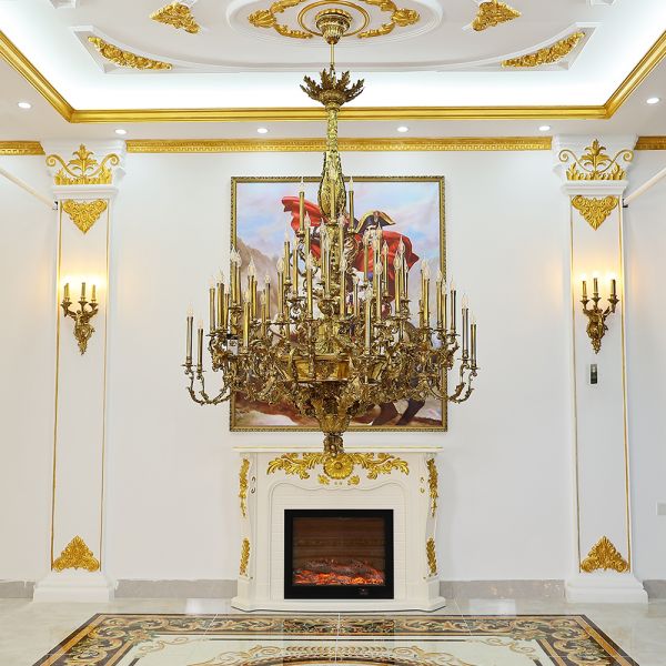 Traditional 69X89 Inch 57 Lights Oversized Baroque Style Antique Copper Chandelier