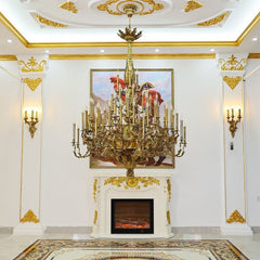 Traditional 69X89 Inch 57 Lights Oversized Baroque Style Antique Copper Chandelier