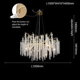 Gold Coin Crystal Oval Branch Chandelier For Living Room