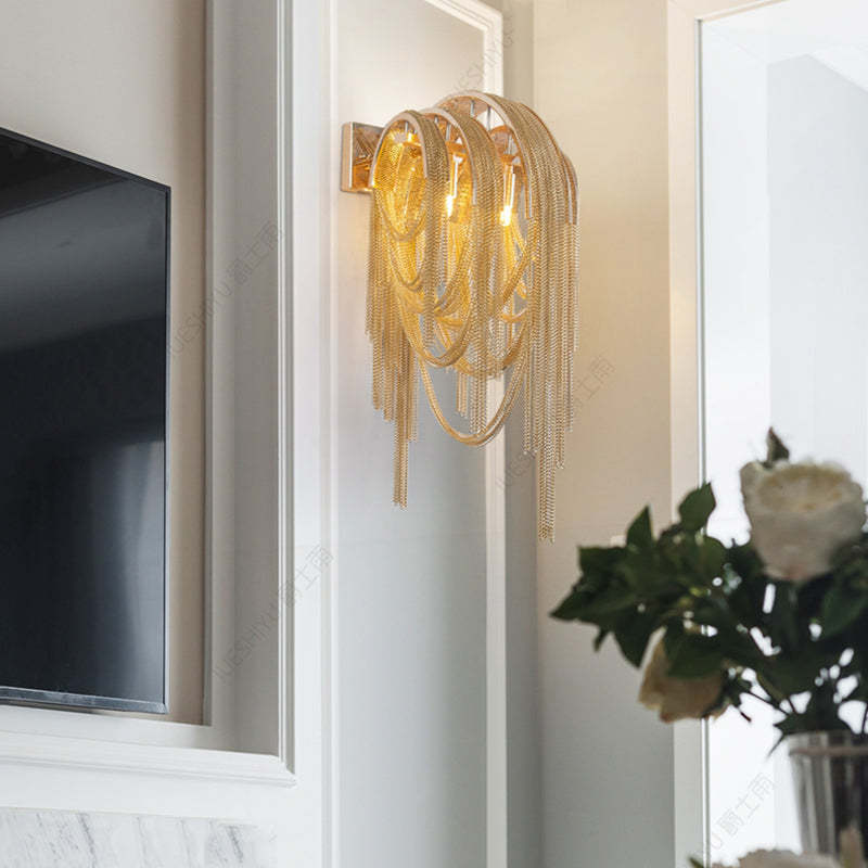 Modern Chain Tassel Wall Sconce 21.6"