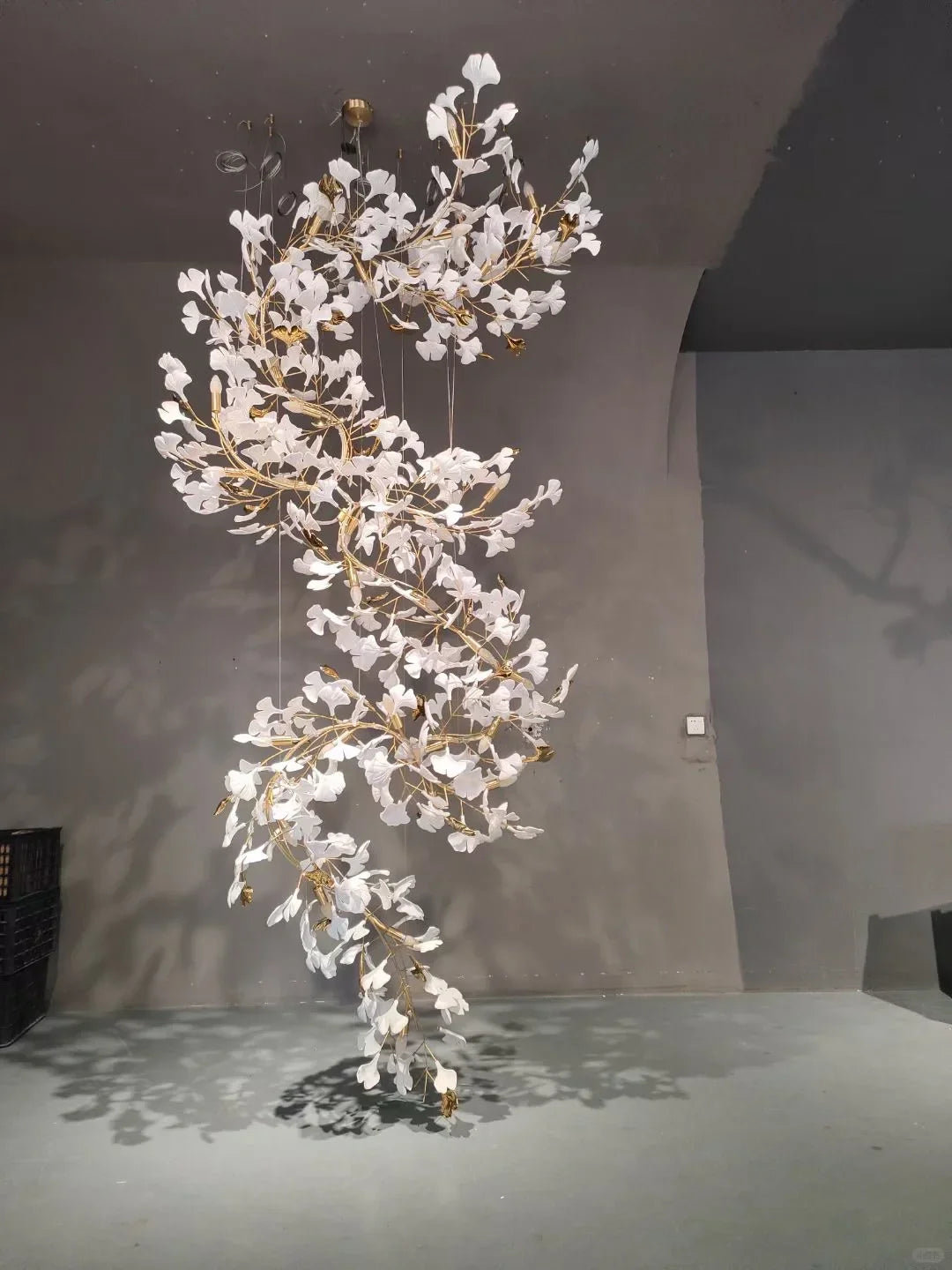 Twilight Branches Ceramic Ginkgo Leaf Large Chandelier 110'' 118'' 157''H