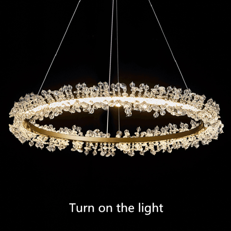 Ring Crystal Golden Round Chandelier